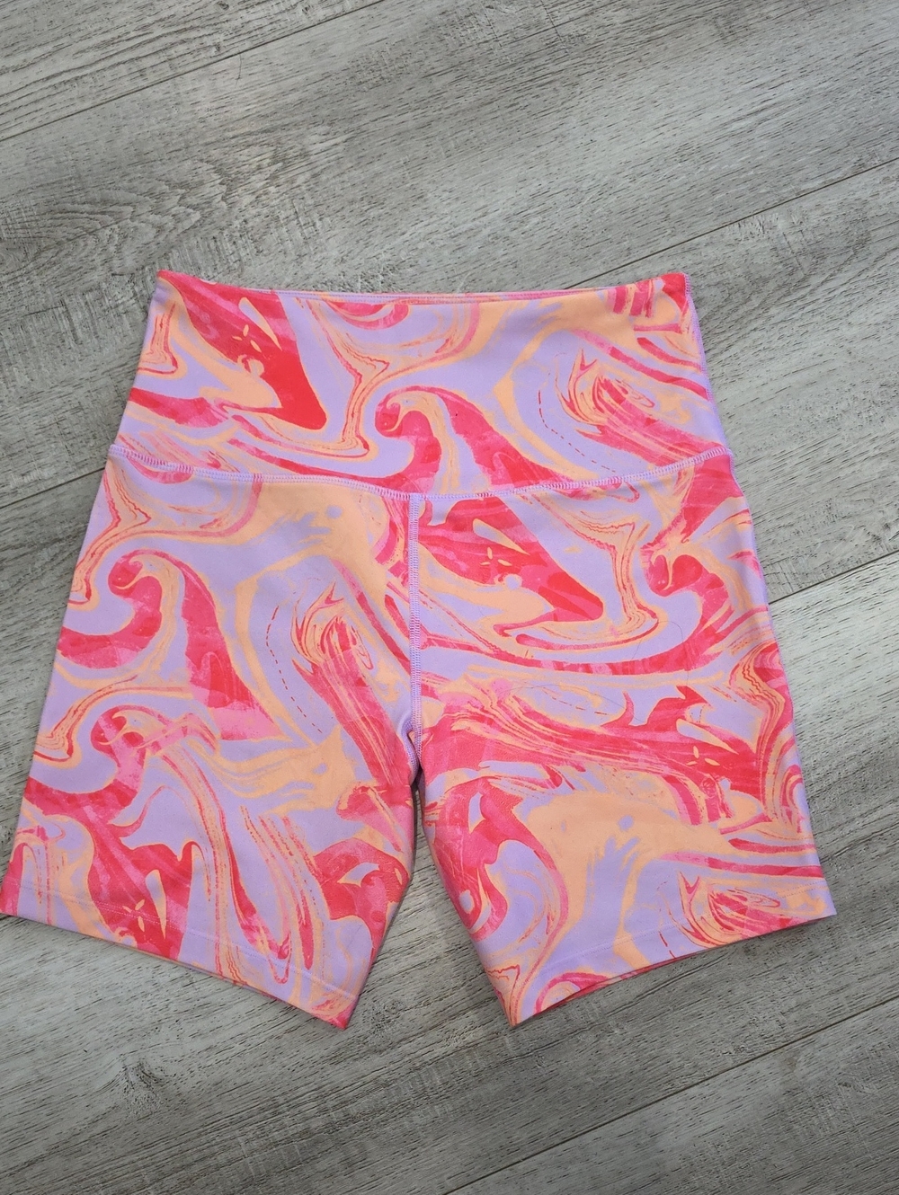 Lorna Jane Pink Lavender Orange Marble Bike Shorts